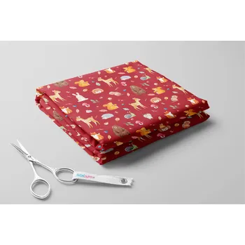 Fleece antipilling, Zvířátka a lesní plody Barva: Červená