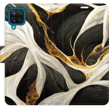 Pouzdro na mobilní telefon Flipové pouzdro iSaprio - BlackGold Marble - Samsung Galaxy A12