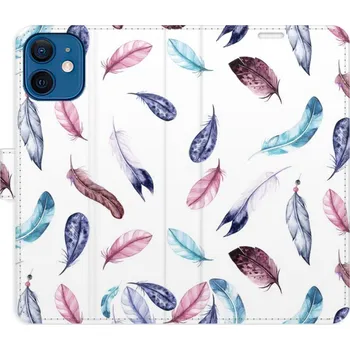 Pouzdro na mobilní telefon Flipové pouzdro iSaprio - Colorful Feathers - iPhone 12 mini
