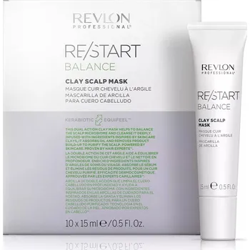 Vlasová regenerace Revlon Professional Restart Balance Clay Scalp Mask - Čistí maska na vlasy s přírodním jílem 10x15 ml