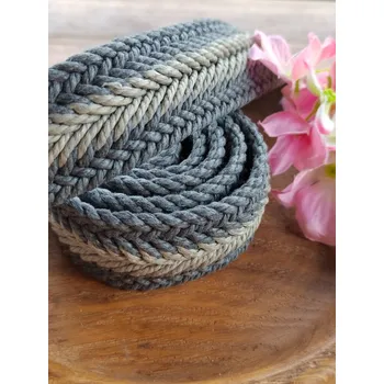 umělá květina Splétaný popruh k výrobě kabelkových uch šíře 35 mm 1 metr šedo béžová