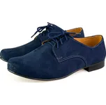 Chlapecké dětské společenské kožené boty 99 W tmavě modré, Dětské boty 40