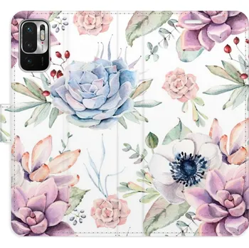 Pouzdro na mobilní telefon Flipové pouzdro iSaprio - Succulents Pattern - Xiaomi Redmi Note 10 5G