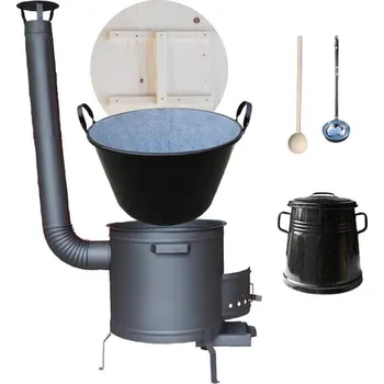 Kempingové nádobí Smaltovaný kotel 100 L + žáruvzdorná kotlina 60 cm PLUS 600 + Nádoba na sádlo 10 L