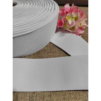 Textilie Pruženka hladká široká 50 mm tkaná bílá