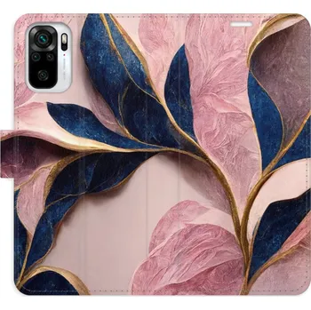 Pouzdro na mobilní telefon Flipové pouzdro iSaprio - Pink Leaves - Xiaomi Redmi Note 10 / Note 10S