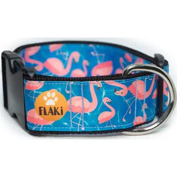 Obojek pro psa Obojek Plameňák Velikost: Kočičí s bezpečnostním zapínáním (2cm), Zapínání: Pro kočky, Obvod krku zvířete + nápis: specifikujete individuálně po odeslání objednávky