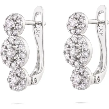 Náušnice biju Rhodiované náušnice visací, kuličky s osazením zirkonů 1002688