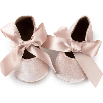 Dětská sportovní obuv Semišové capáčky - balerínky se stuhovou mašlí Barva: Béžová, Stélka: 13 cm (13-18m)