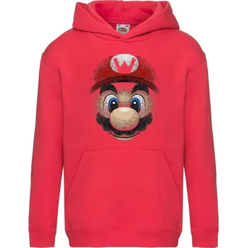 Chlapecká mikina detska_mikina_klokanka_potisk_Super_Mario Barva: Red - červená, velikost: 152