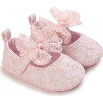 Dětská sálová obuv Capáčky - bavlněné balerínky s výšivkou mašličkou Barva: Růžová, Stélka: 11 cm (0-6m)