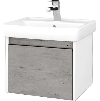 Koupelnový nábytek Dřevojas Koupelnová skříňka BONO SZZ 55 (umyvadlo Q) - N01 Bílá lesk / Úchytka T33 / D01 Beton