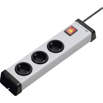 vypínač Ehmann 0201x00032301 zásuvková lišta s vypínačem 3násobný šedá DE schuko zástrčka/zásuvky 1 ks