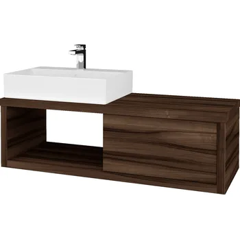 Koupelnový nábytek Dřevojas Koupelnová skříňka STORM SZZO 120 (umyvadlo Kube) - D06 Ořech / D06 Ořech / Levé