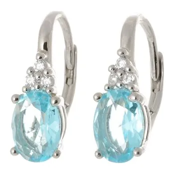 Náušnice Stříbrné naušnice s modrými zirkony STNAU1452F