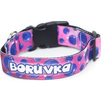 Obojek pro psa Obojek Borůvka Velikost: Mini pes (2cm), Zapínání: Plastové, Obvod krku zvířete + nápis: specifikujete individuálně po odeslání objednávky