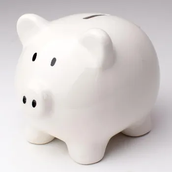 Pokladnička Pokladnička, bílé prasátko, dolomit, 7,7x6x6,2cm, 1ks