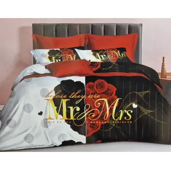 Povlečení KSTL 3-dílné bavlněné povlečení, 140 x 200 cm, 70 x 90 cm, 40 x 50 cm MR&MRS