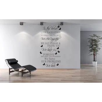 Samolepící dekorace Samolepka na zeď s textem IN THIS HOUSE 50 x 100 cm