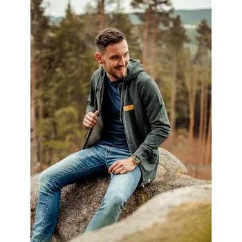 Pánská mikina Pánská rozepínací mikina hory - tmavě šedá Šedá - tmavě žíhaná XXL