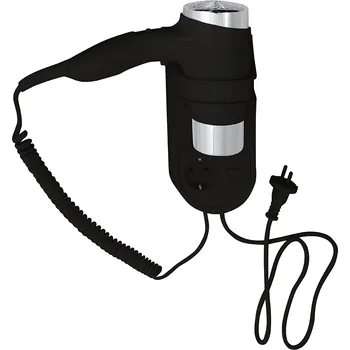 Madlo do koupelny Fén s držákem a zásuvkou, černý