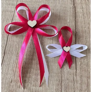 Svatební dekorace Svatební vývazek s perleťovým srdíčkem - bílá - malý