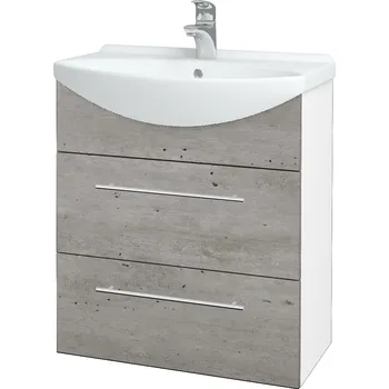 Koupelnový nábytek Dřevojas Koupelnová skříňka TAKE IT SZZ2 65 - N01 Bílá lesk / Úchytka T02 / D01 Beton