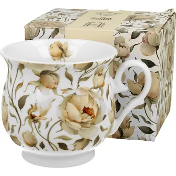 DUO Gifts DG - Porcelánový retro hrnek ENGLISH ROSES WHITE v dárkové krabičce - 500 ml