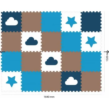 Vylen Minideckfloor hvězda a mrak 20 dílků bílá/modrá/hnědá