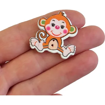 Knoflík Knoflík dřevěný - opice - 30x30x2mm Knoflík dřevěný - opice - 30x30x2mm: oranžová