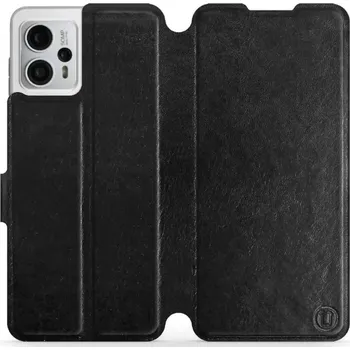 Pouzdro na mobilní telefon Flipové pouzdro Mobiwear - Motorola Moto G23 - Černé a šedé (Knížkové flip pouzdro, obal, kryt na mobil Motorola Moto G23 - Černé a šedé, materiál Umělá kůže + TPU - ochrana 360°, stojánek, silikonová vanička, magnetické zavírání)