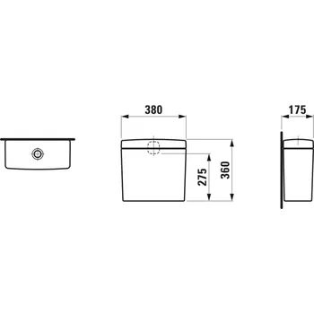 Laufen PRO bílá WC nádrž Dual Flush, zadní přívod vody uprostřed H8269510009711