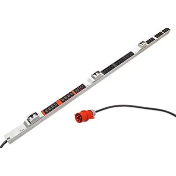 Napájecí panel PDU 19.07.2186 Vertikální napájecí panel,3f.,24x IEC320 C13,6x IEC320 C19, 3m kabel, 6xjistič, Alu tělo