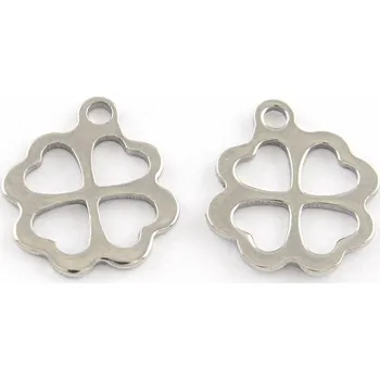 Přívěsek Kovový přívěsek, nerez. ocel, čtyřlístek, 12x10mm, 1ks