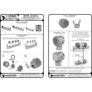 Plastikový model Master 1/350 SMS Emden - German searchlight 1,1m (4 pcs.)