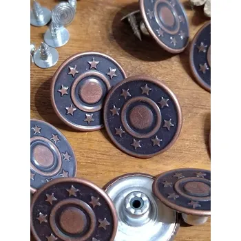 Knoflík Riflový knoflík Jeans velikost 32" hvězdy po obvodu