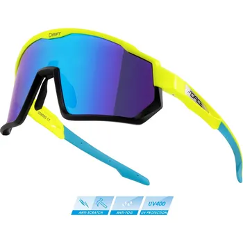 Sluneční brýle FORCE brýle F DRIFT fluo-černé,modrá kontrast. revo sklo