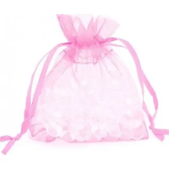 Dárková taška Dárkový sáček organza 9 x 12 cm - sv. růžová - 249633