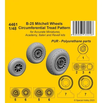 Plastikový model 1/48 B-25 Mitchell Wheels Circumferential Tread