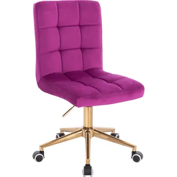 Otočné křeslo Vestland velur na zlaté podstavě s kolečky - fuchsie