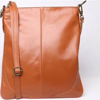 Dámská velká kožená crossbody kabelka Vera Pelle no. 5509 světlehnědá | KabelkyproVas.cz