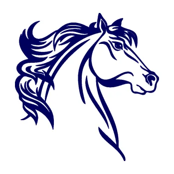 Samolepící dekorace SAMOLEPKA Kůň 100 pravá (23 - tmavě modrá) NA AUTO, NÁLEPKA, FÓLIE, POLEP, TUNING, VLASTNÍ TEXT, TISK, AUTOSAMOLEPKY.cz, POLEPY, OBRÁZEK, LOGO, SAMOLEPKY