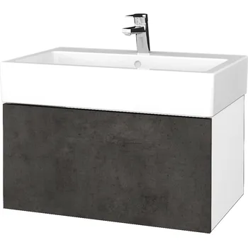 Koupelnový nábytek Dřevojas Koupelnová skříňka VARIANTE SZZ 70 pro umyvadlo Duravit Vero - N01 Bílá lesk / D16 Beton tmavý