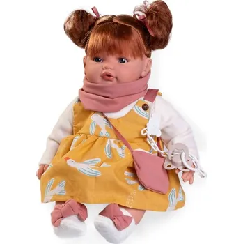 Panenka Realistické miminko - holčička Beni ve žlutých šatech od firmy Antonio Juan (Beni lagrimitas con bolso y pajaritos)