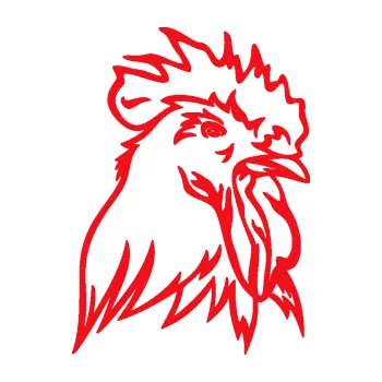 Samolepící dekorace SAMOLEPKA Kohout 006 pravá (10 - červená) NA AUTO, NÁLEPKA, FÓLIE, POLEP, TUNING, VLASTNÍ TEXT, TISK, AUTOSAMOLEPKY.cz, POLEPY, OBRÁZEK, LOGO, SAMOLEPKY