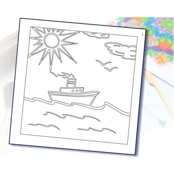 kreativní sada Radost v písku Šablona na pískování loď na moři Varianta: 210 x 210 mm