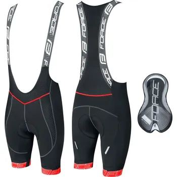 Cyklistické kalhoty FORCE kraťasy F FAME se šráky a vložkou, črn-červené XS