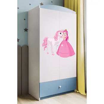 Šatní skříň Dětská skříň Babydreams 90 cm princezna a poník modrá