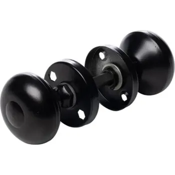 brána PSG 63.292 - otočná přímá dveřní koule s kulatou rozetou, pro křídlové branky a dveře, černá