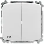 přepínač dvojitý střídavý, s krytem, řazení 6+6, IP44, bezšroubové svorky; šedá, design TANGO